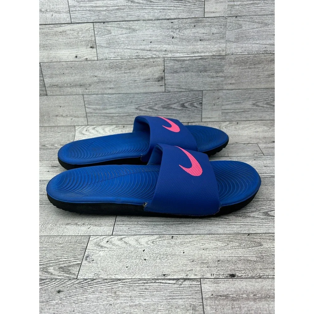 Nike Kawa Slides Women Sz 8 Royal Blue Pink Solarsoft Sandal 819352-404